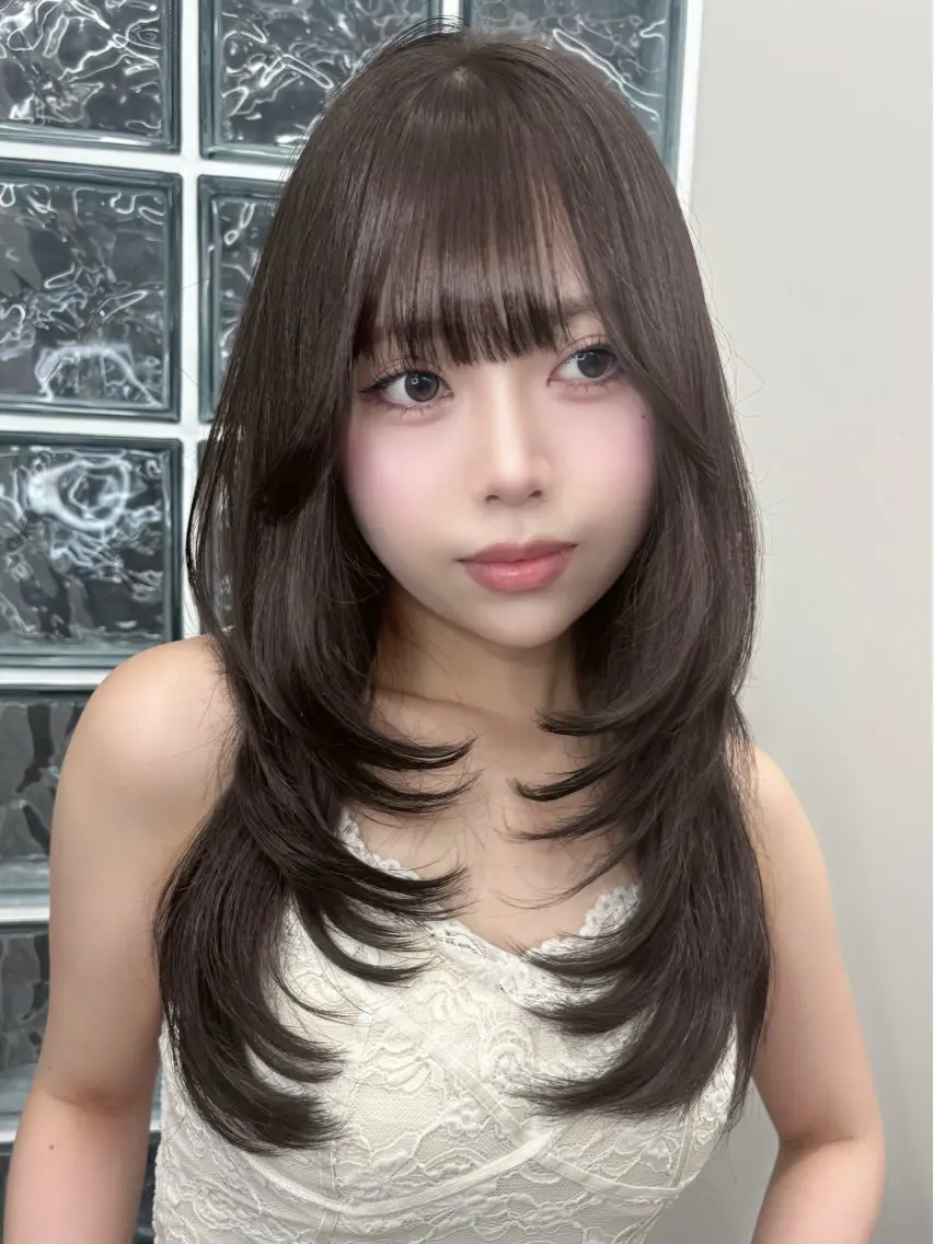 セミロング カラー 透明感カラー グレージュ 顔周りカット レイヤーカット ワンホンレイヤー ヘアカラー トリートメント MARIワンホンヘア /透明感/グレージュのヘアスタイル