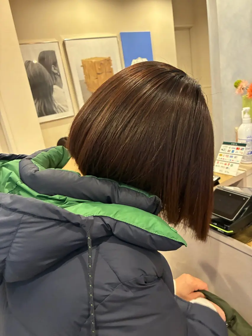 ショート 縮毛矯正 ケアストレート ハナシロミサキのヘアスタイル