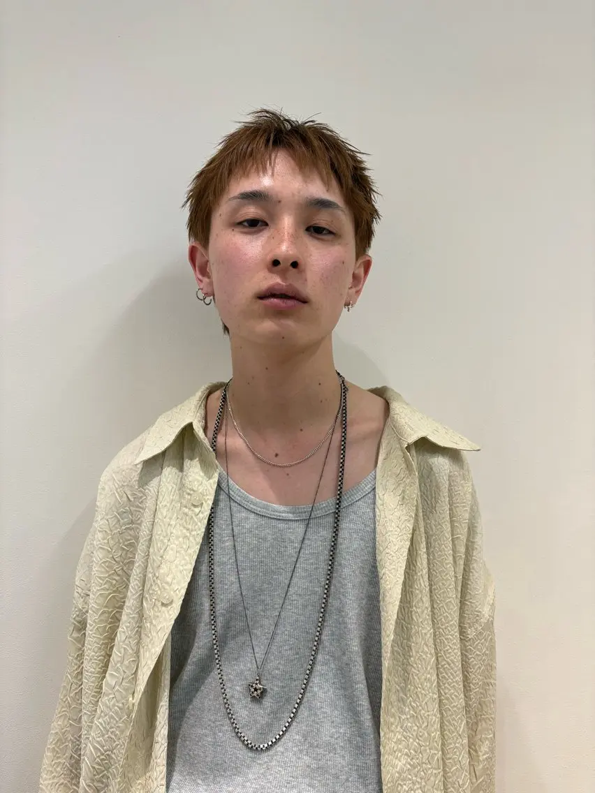 カラー メンズ メンズショート 刈り上げ オレンジ カット ANY/メンズ特化/ シバヤ ユウキのヘアスタイル