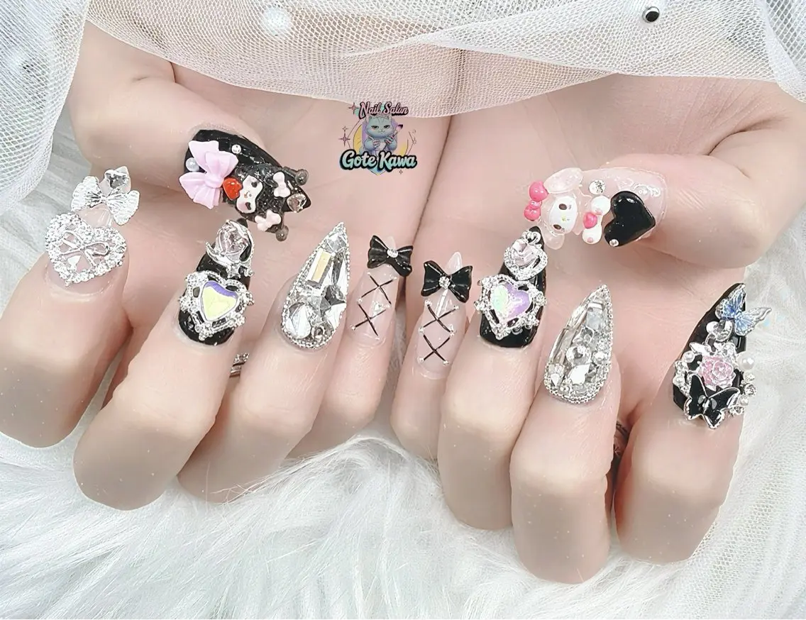 ネイル アートネイル リボン ハンドネイル ハンドケア Gote Kawa nail salonのネイルデザイン