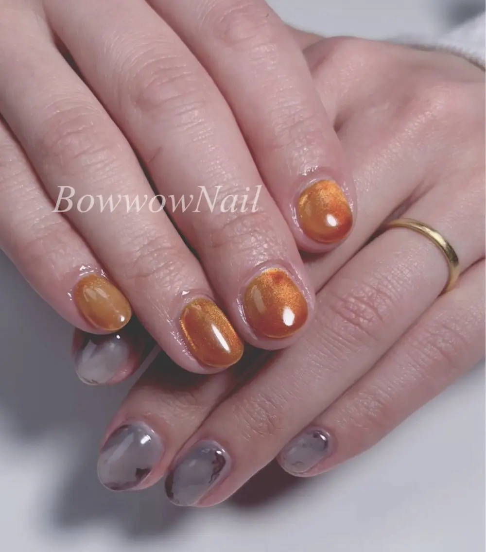 ネイル マグネットネイル ミラーネイル ニュアンスネイル Bow wow Nail さや🧸のネイルデザイン