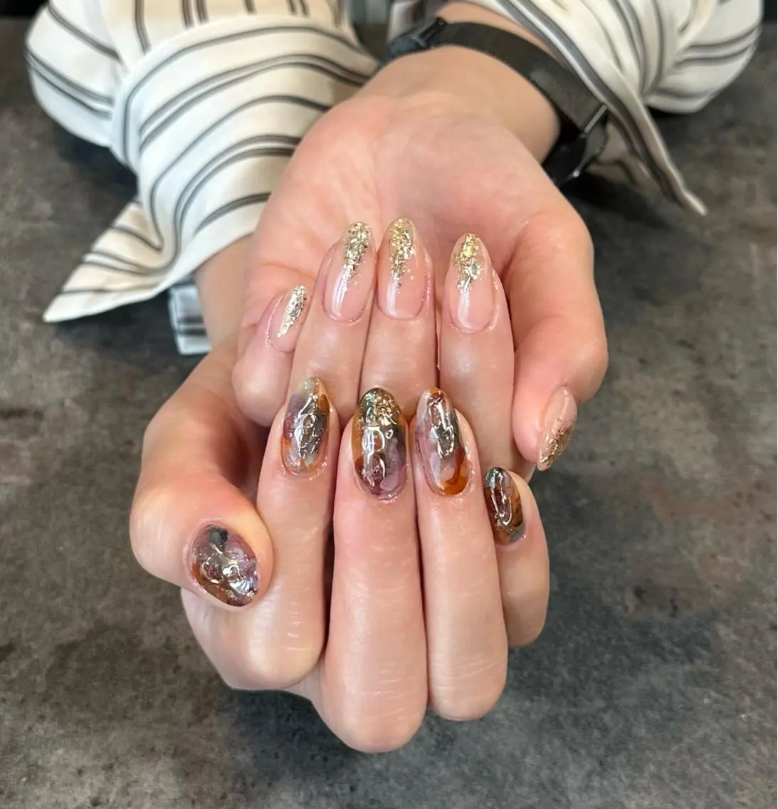 ネイル フラワーネイル フレンチネイル ジェルネイル ガラスフレンチ 大理石ネイル(マーブル) nail salon amanoのネイルデザイン