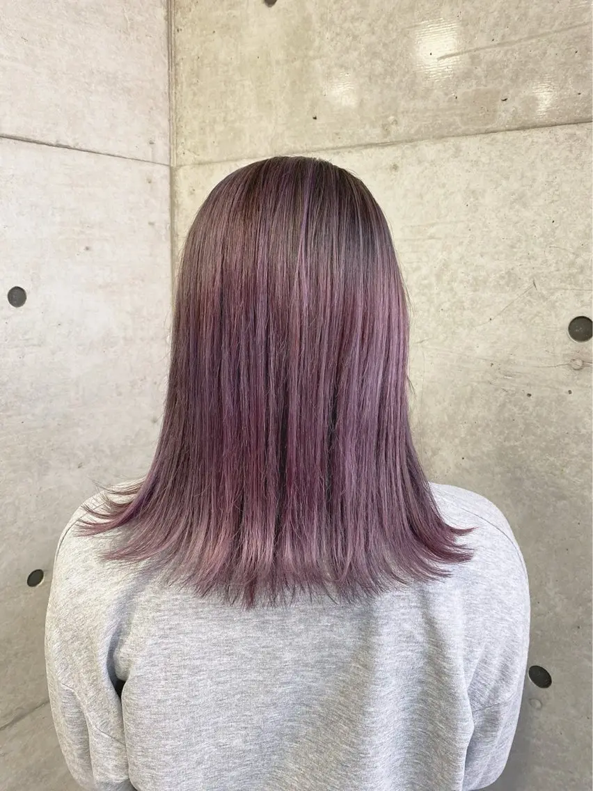 セミロング カラー ブリーチ 透明感カラー ピンクカラー パープルカラー Lirino.Co RINKAのヘアスタイル