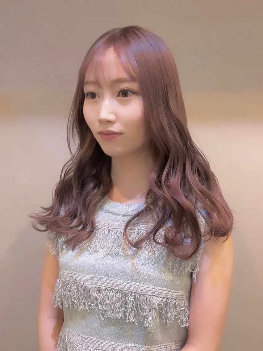 セミロング カラー ベージュカラー ピンクカラー ピンクベージュ YUZUKI 🌙のヘアスタイル