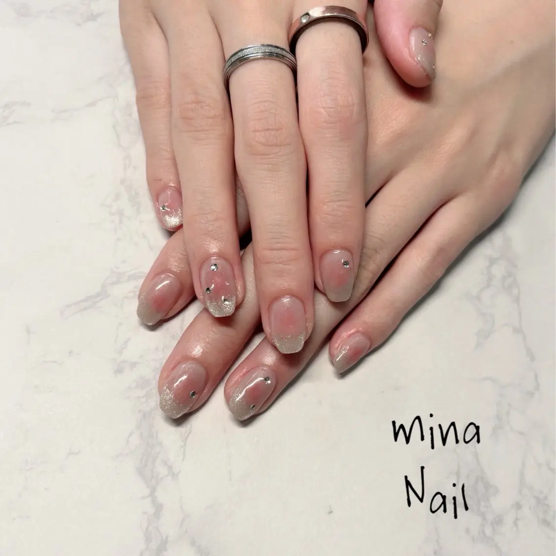 ネイル チークネイル 韓国ネイル マグネットネイル mina Nailのネイルデザイン