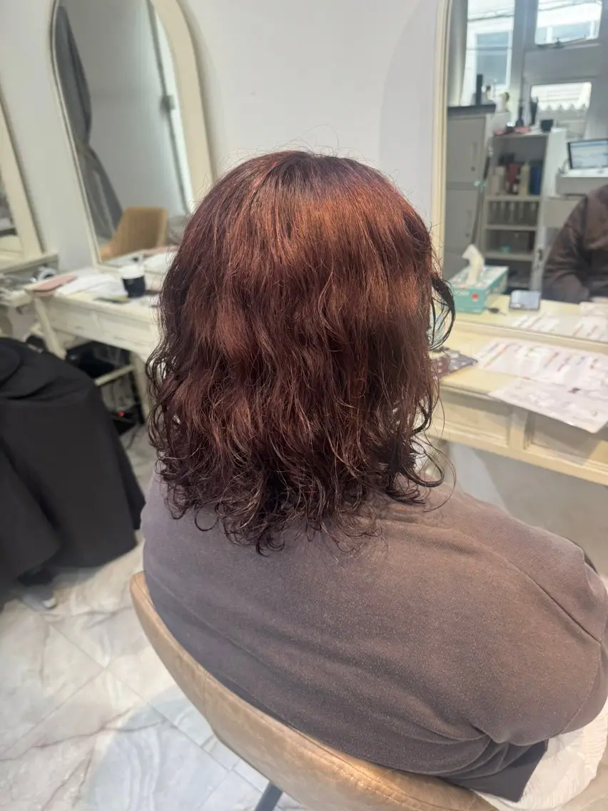 セミロング カラー オレンジ ピンクカラー 1日空き◎艶髪 misatoのヘアスタイル