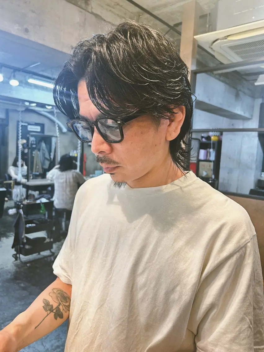 パーマ メンズ メンズ韓国風 メンズパーマ メンズウルフカット ウルフカット カット パーマ トリートメント kazuki iconのヘアスタイル