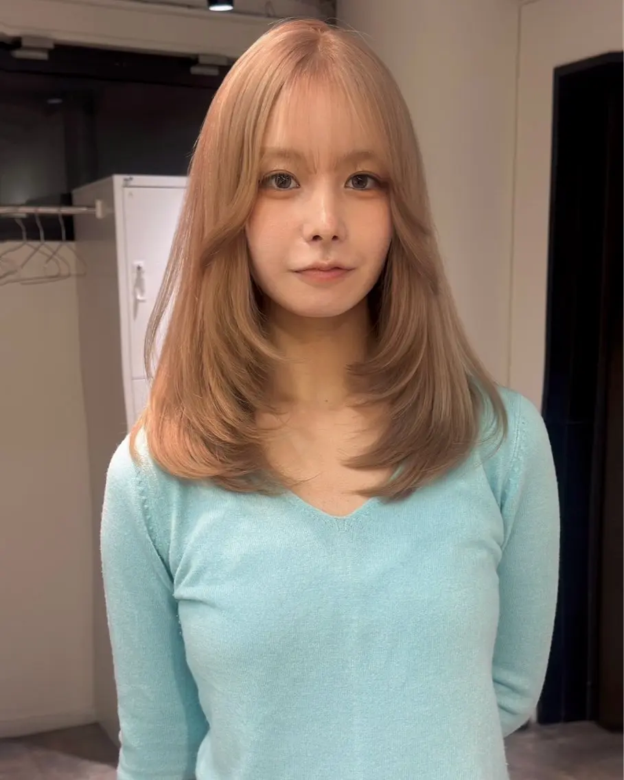 セミロング カラー ブリーチ ケアブリーチ ダブルカラー ピンクカラー 髪質改善 堂本 陽のヘアスタイル