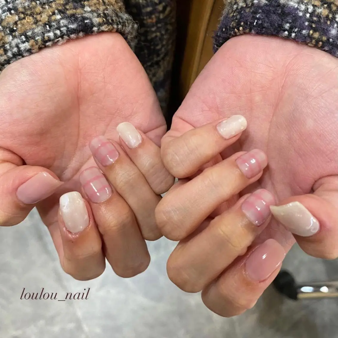 ネイル 持ち込み ピンク ストーンネイル ハンドネイル ハンドケア 葛西 知佳のネイルデザイン
