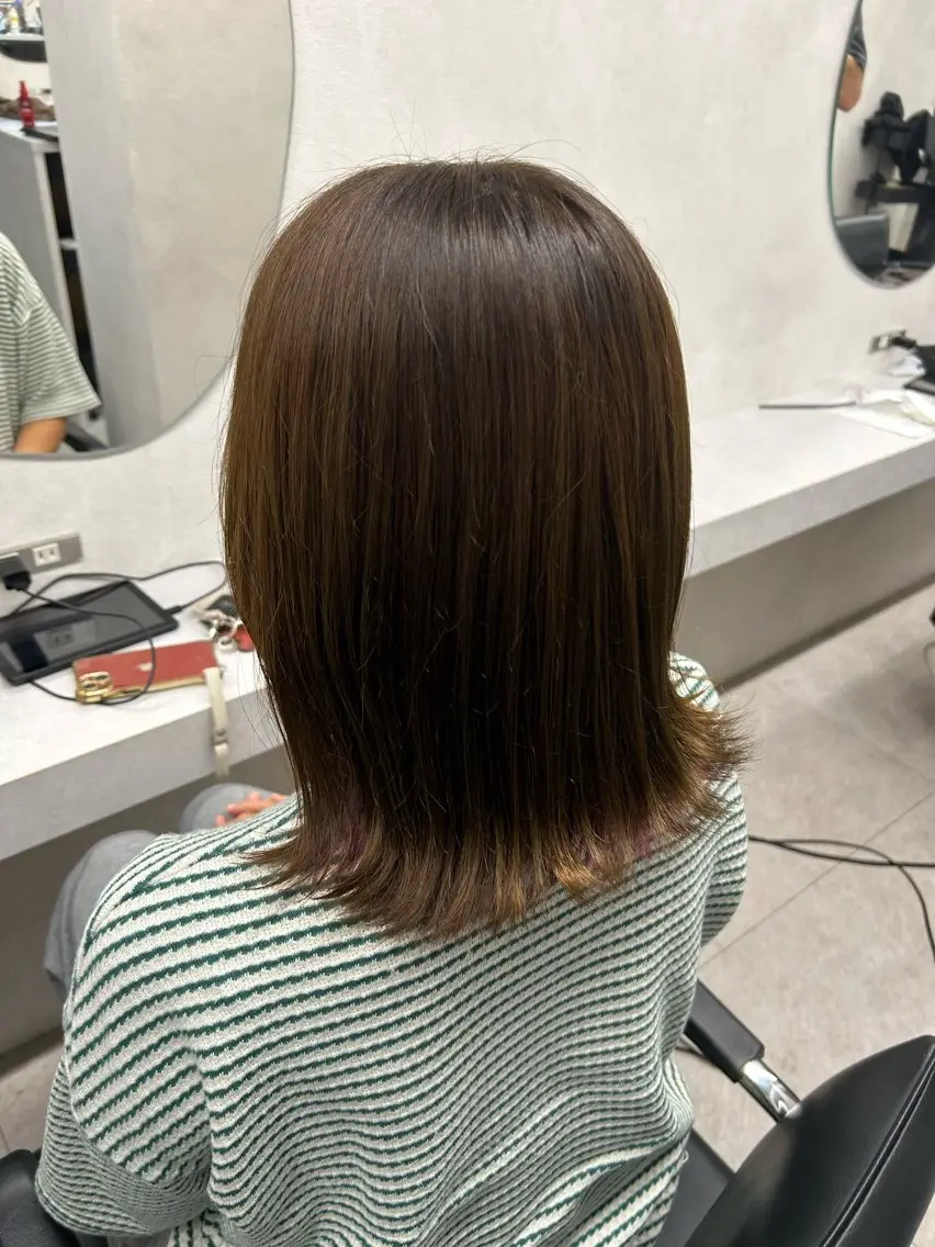 ミディアム ヘアカラー 🎀HARU/ボブ/ セット/赤み消し🫧のヘアスタイル
