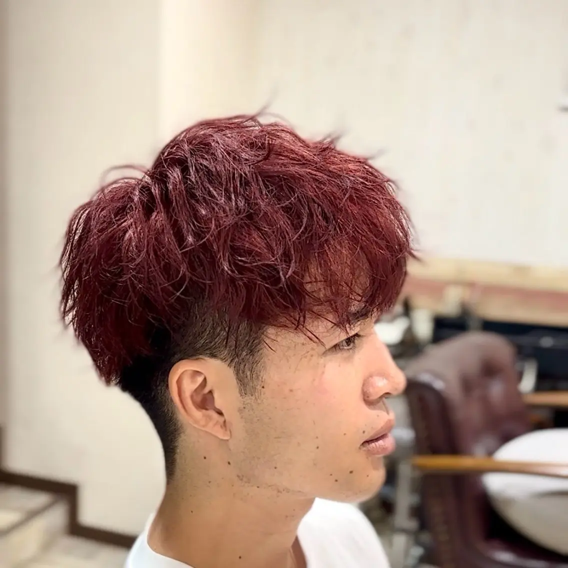 ショート カラー メンズ メンズブリーチ ブリーチ レッドカラー カット ヘアカラー 💥桜木町メンズ専門 💥ルキのヘアスタイル