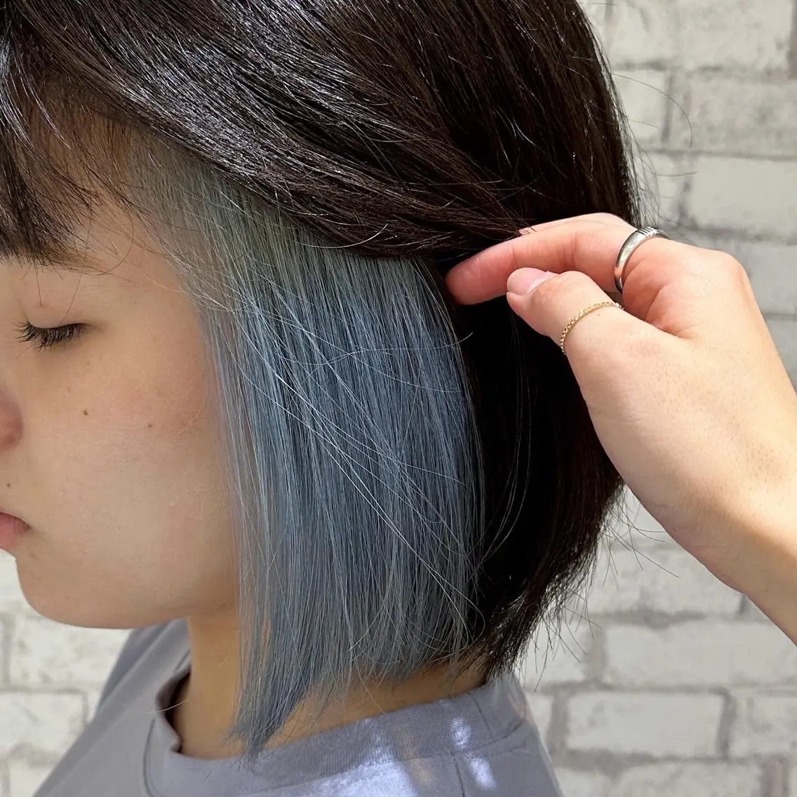ショート カラー ブルーカラー イヤリングカラー ボブ 🌷レイヤーカット/ 透明感カラー🌷増田のヘアスタイル