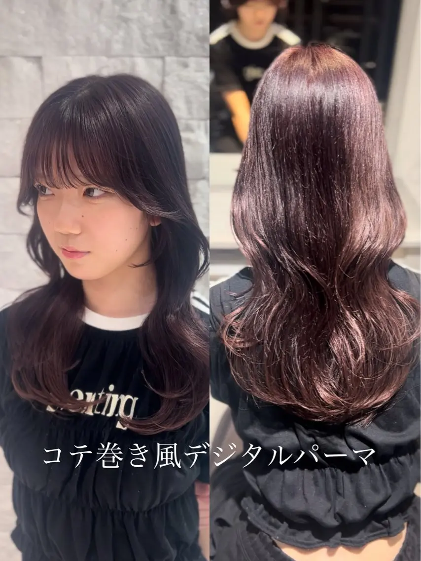 セミロング パーマ セミロングパーマ カット パーマ 藤沢/レイヤー/ コテ巻き風パーマのヘアスタイル