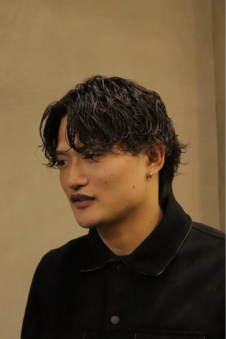 ミディアム パーマ メンズ カット パーマ 山口 陽平のヘアスタイル
