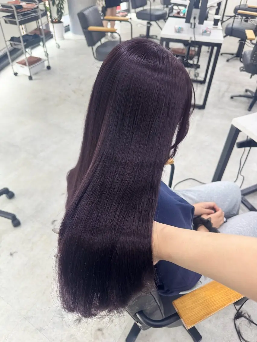 ロング カラー ラベンダーカラー 縮毛矯正 カット ヘアカラー トリートメント 赤み無し柔らかカラー 【梅田】madokaのヘアスタイル