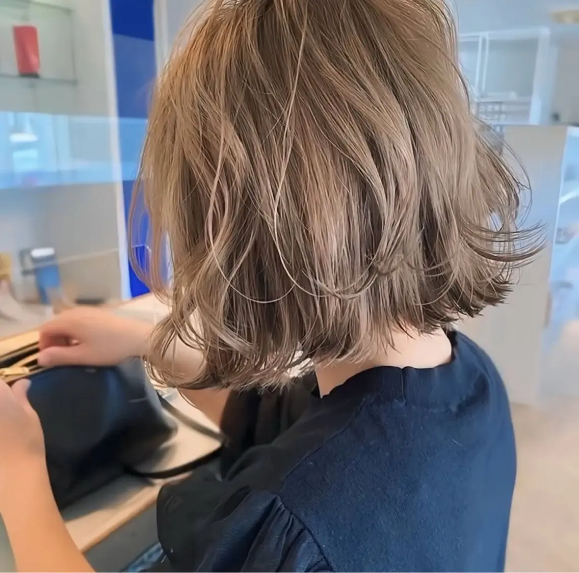 ミディアム パーマ ミディアムパーマ ボブ コテ巻き風パーマ SHONOのヘアスタイル