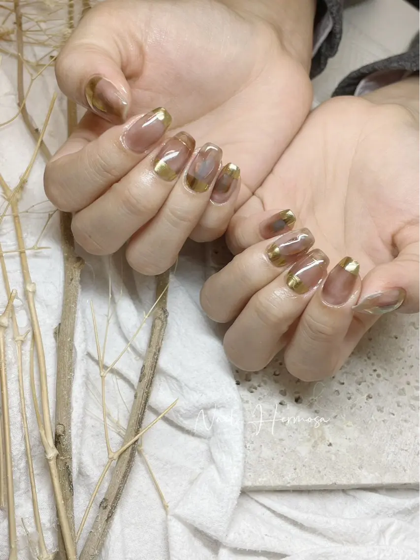 ネイル 長さ出し フラッシュネイル フットネイル ジェルネイル マグネットネイル ハンドネイル エルモサ YURIKAのネイルデザイン