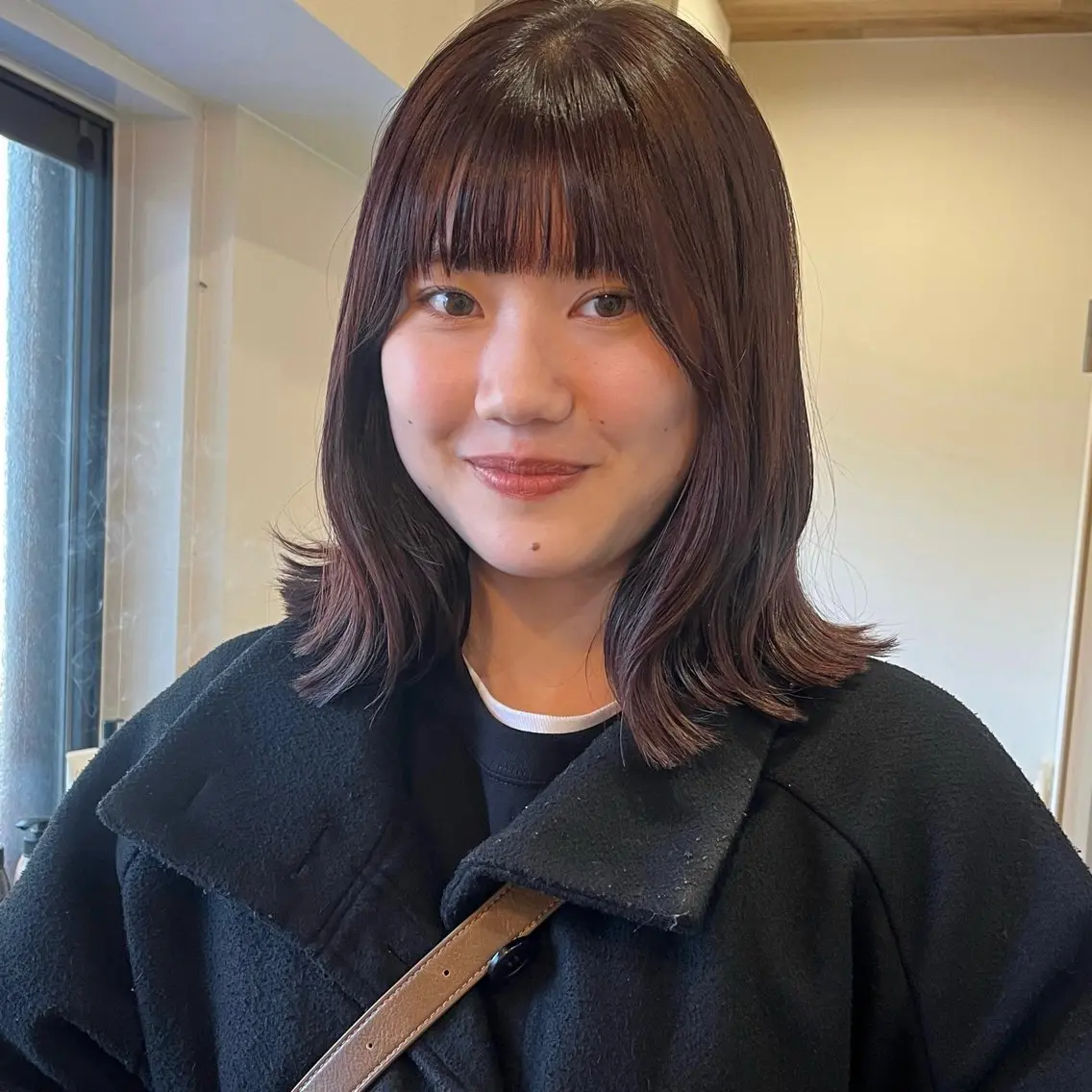 ミディアム カラー ブラウンカラー ラベンダーカラー ラベンダーブラウン ボブ/透明感カラー /坂口恵梨子のヘアスタイル