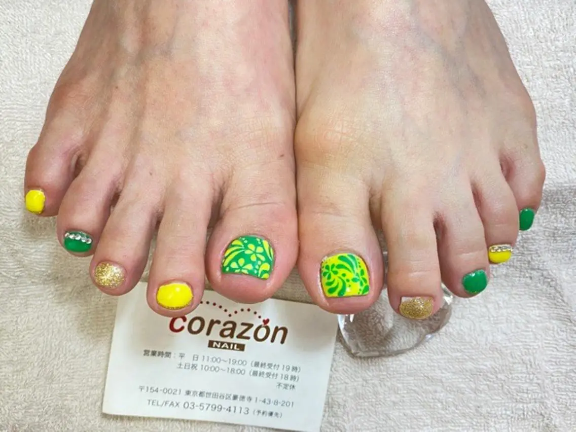 ネイル ブルー フットネイル ネイリスト aicoのネイルデザイン
