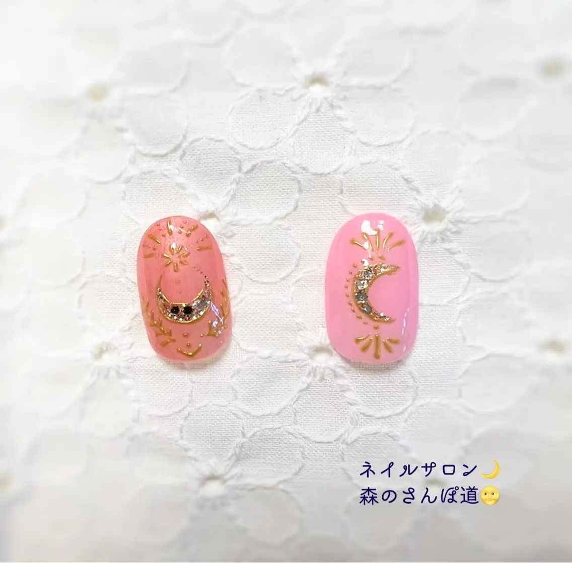ネイル ハンドネイル ショートネイル 森のさんぽ道のネイルデザイン