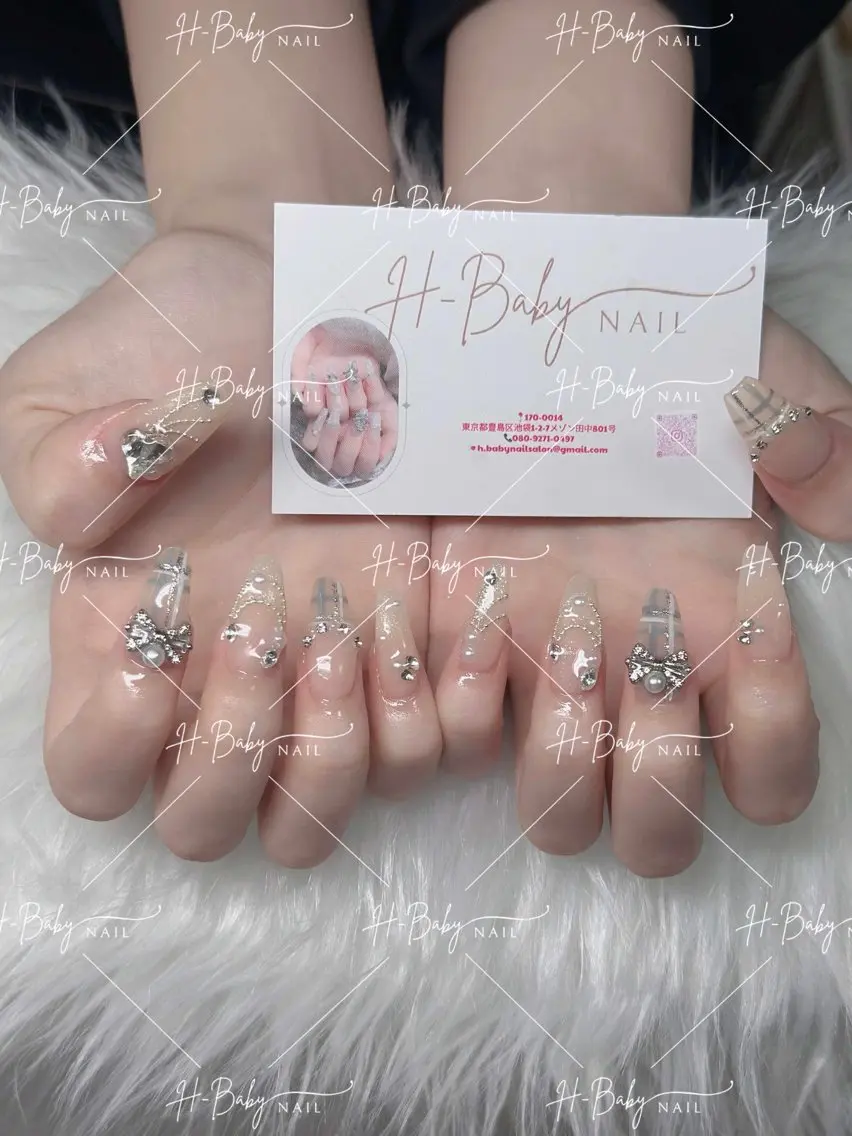 ネイル フレンチネイル ジェルネイル ガラスフレンチ ハロウィン ハート ハンドネイル H.baby Nail Salonのネイルデザイン