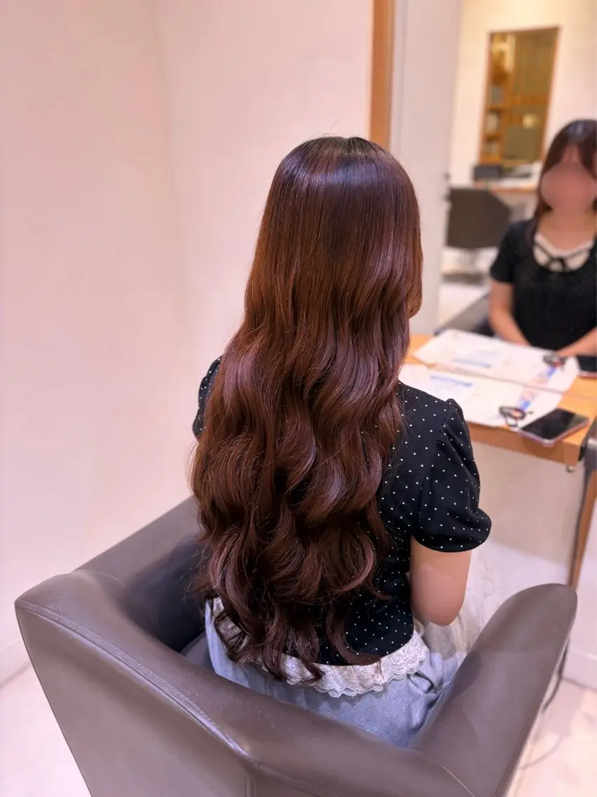 ロング 縮毛矯正 トリートメント 💎ツヤ髪ストレート カラー💎かのんのヘアスタイル