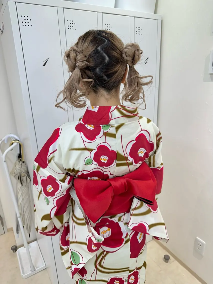セミロング 浴衣 梅津 光帆のヘアスタイル