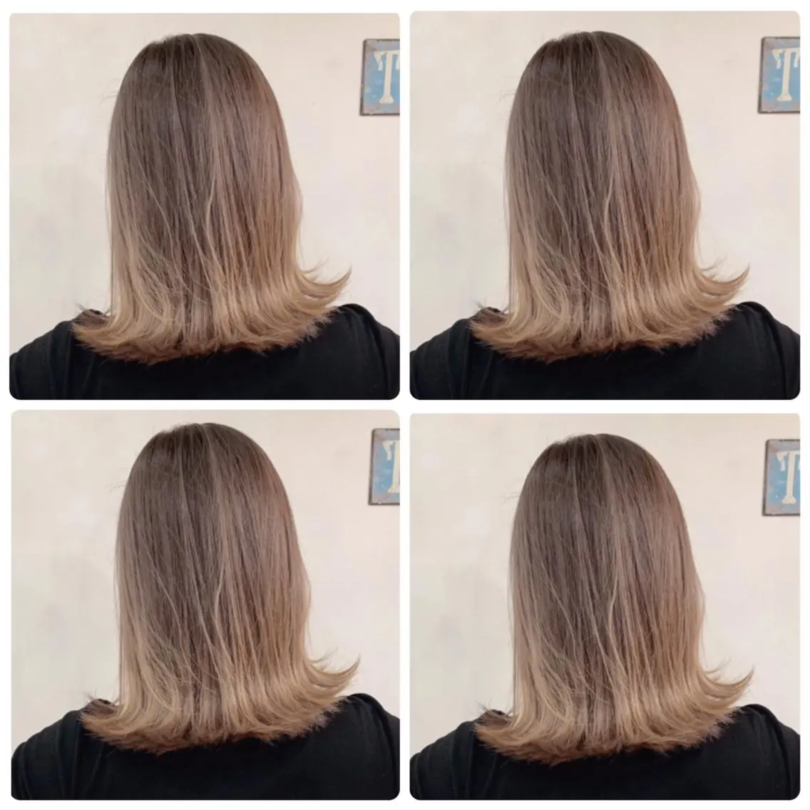 ミディアム カラー アッシュ バレイヤージュ ブリーチ デザインカラー グレージュ ヘアカラー トリートメント 京都大人女性ショート 徒歩1分/秋山のヘアスタイル