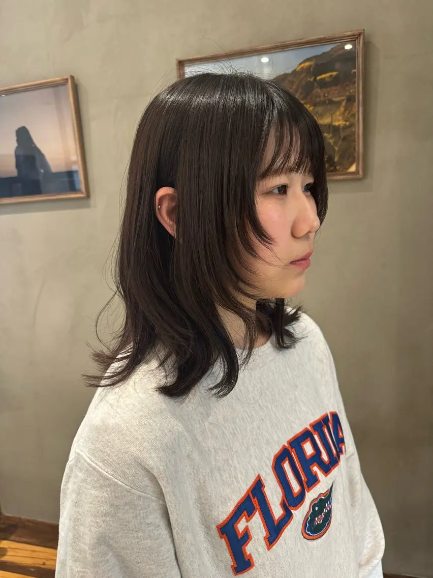 セミロング ヘアアレンジ カット ヘアカラー トリートメント 新宿/顔周りカット +レイヤー=しずく♩のヘアスタイル