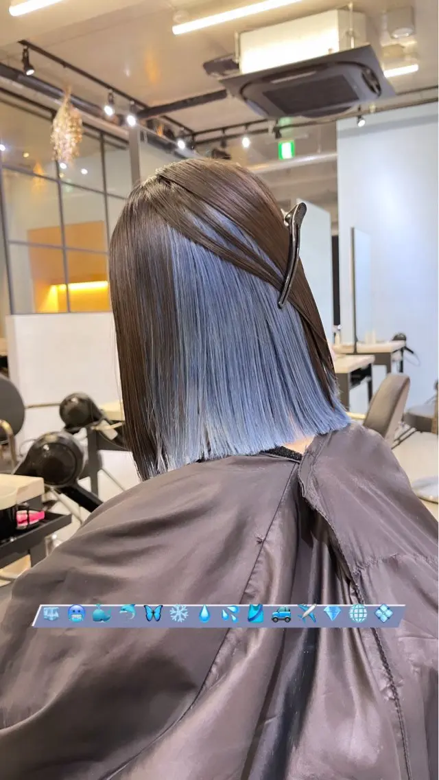 ショート カラー ブルーカラー カット ヘアカラー ムラ修正💎 艶髪ハイトーン💎のヘアスタイル