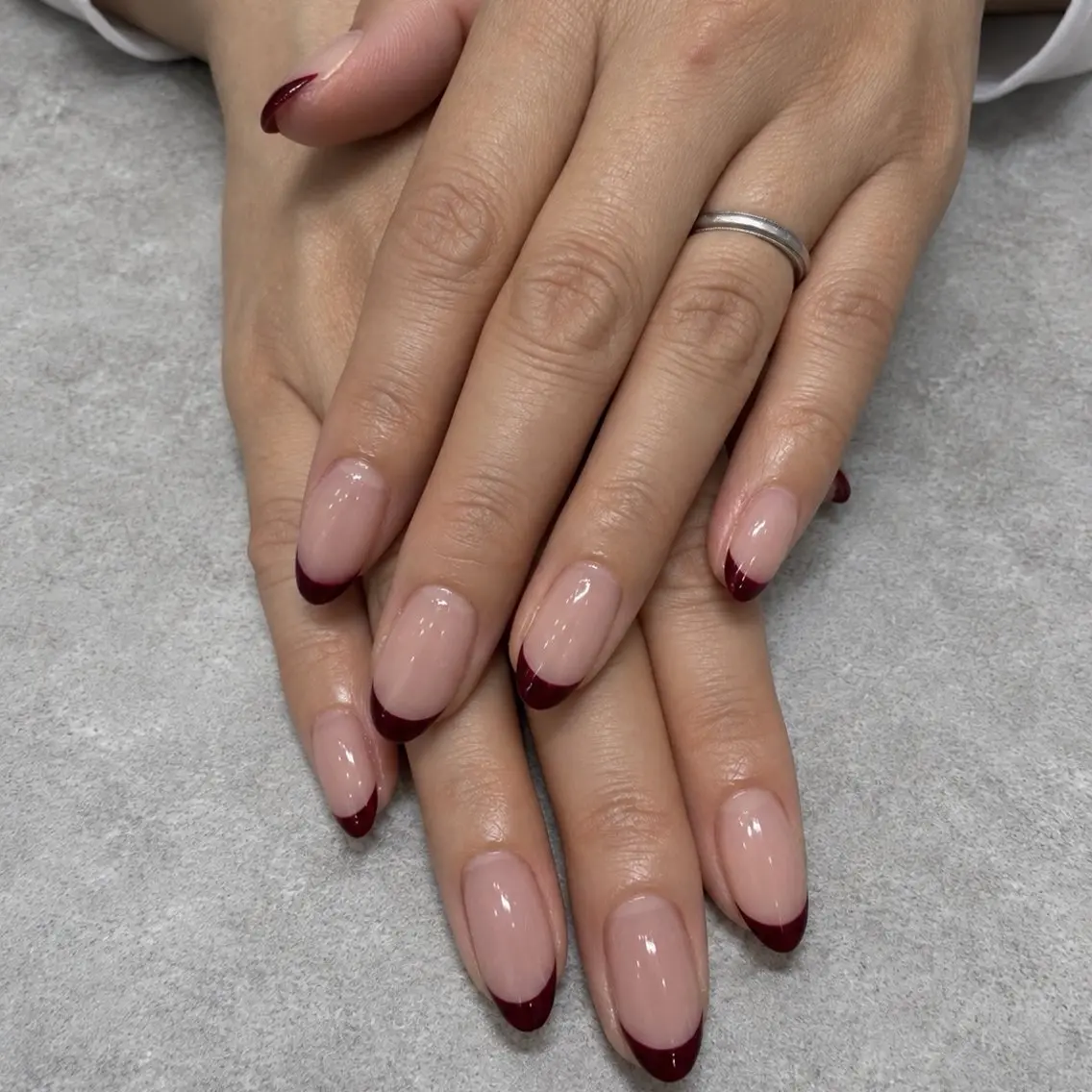 ネイル ボルドー フレンチネイル ハンドネイル N° nail吉祥寺 marinaのネイルデザイン