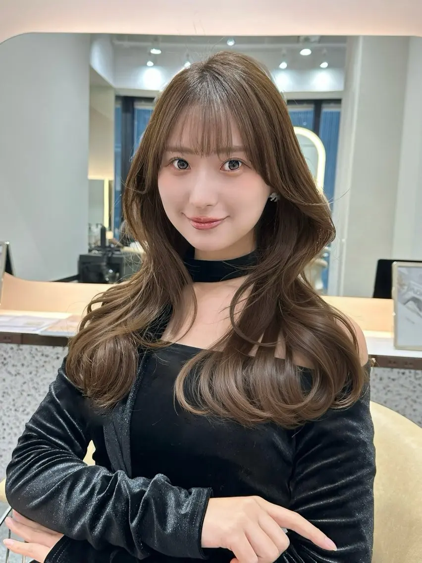 ロング カラー カット ヘアカラー トリートメント 縮毛矯正 髪質改善 韓国風レイヤー 吉田のヘアスタイル