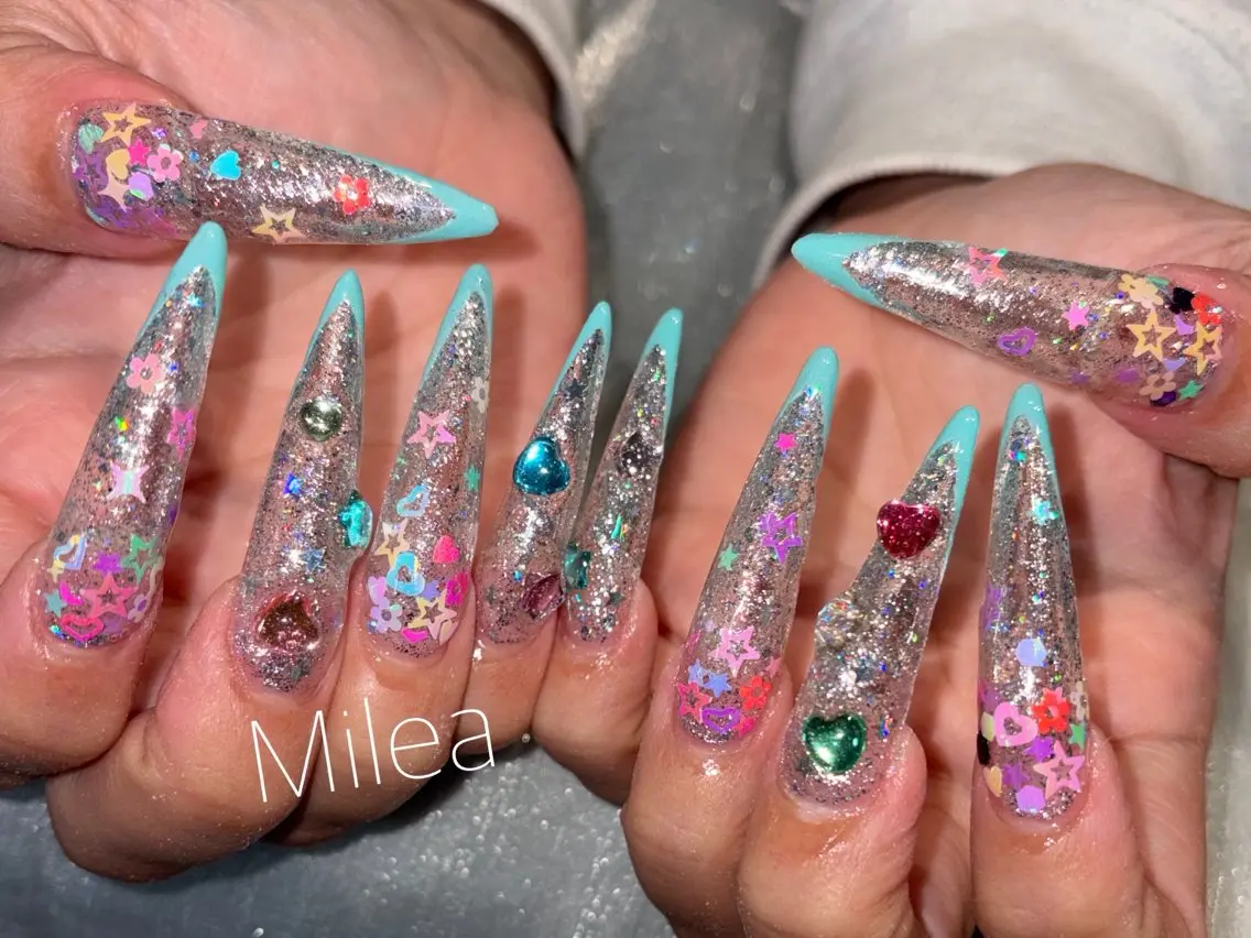 ネイル クリアネイル Milea🩵 Sayaka🪩のネイルデザイン