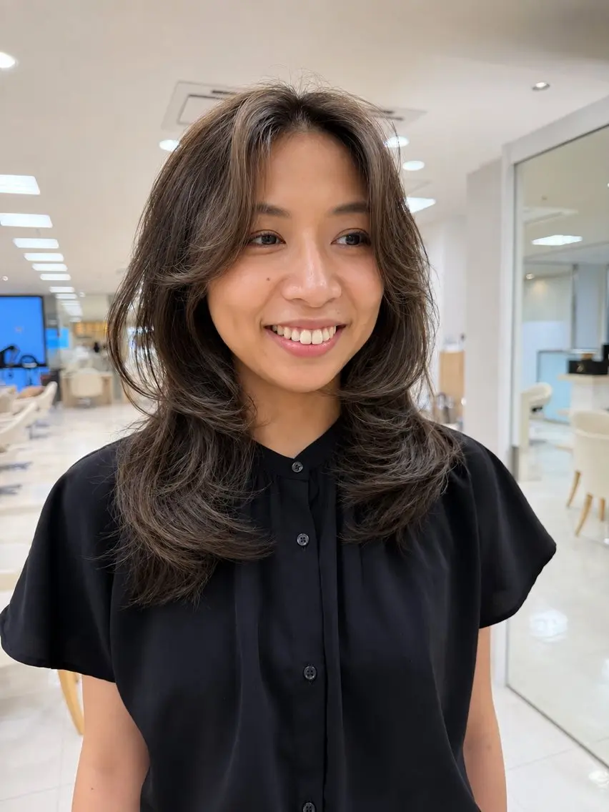 ロング カラー ハイライトカラー ハイライト レイヤーカット 似合わせカット カット 盛れるレイヤーカット 得意🌹井上美沙のヘアスタイル