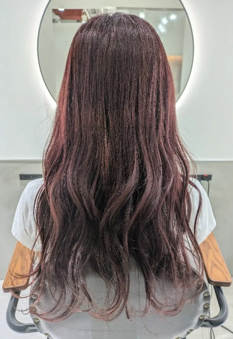 ロング カラー ダブルカラー ピンクカラー くびれヘア 顔まわりレイヤー 顔周りカット ヘアカラー トリートメント 髪質改善/韓国メンズ カット&パーマ 猿川のヘアスタイル