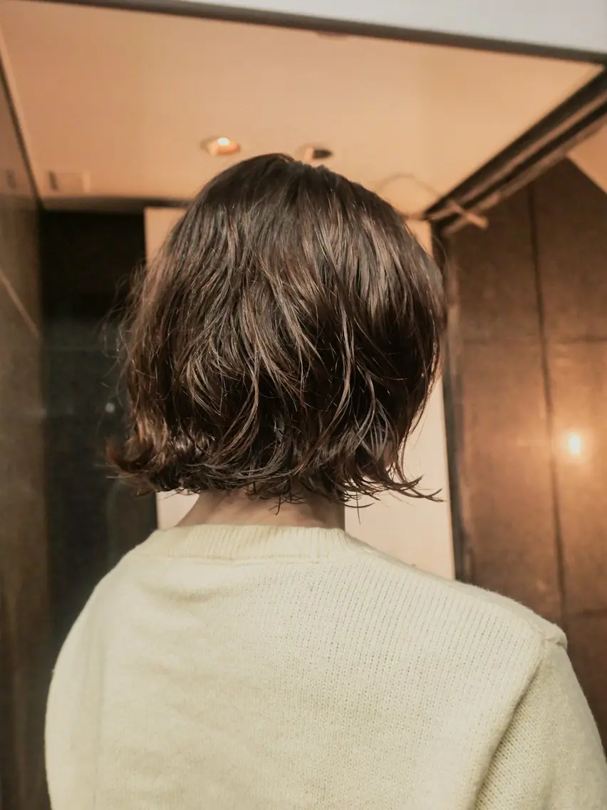 ショート カラー パーマ ボブ トリートメント ニュアンスパーマ カット ヘアカラー パーマ トリートメント 🌿ボブ パーマ高橋啓太🌿のヘアスタイル