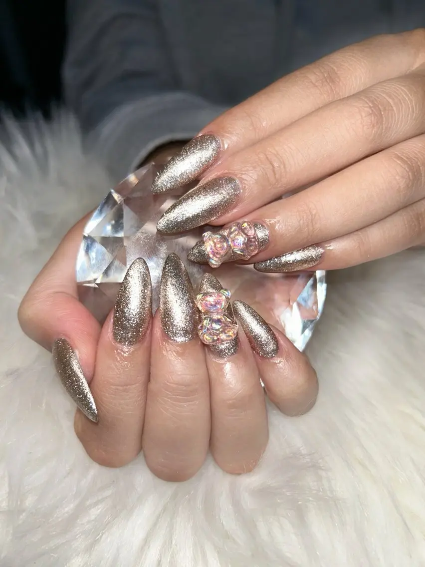 ネイル アートネイル オーロラネイル チークネイル 長さ出し フットネイル ハンドネイル Chan nailsのネイルデザイン
