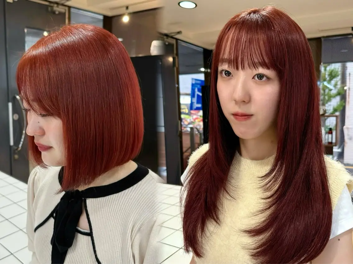 ロング カラー レッドカラー 宮嶋 蓮のヘアスタイル