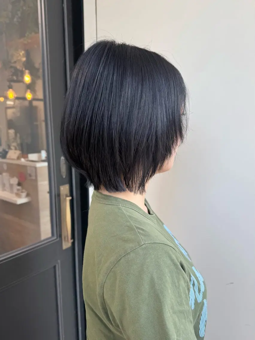 ショート カラー ボブレイヤー 黒髪 ボブ レイヤーカット カット ヘアカラー 縮毛矯正/エクステ /艶カラー/ヘアメのヘアスタイル