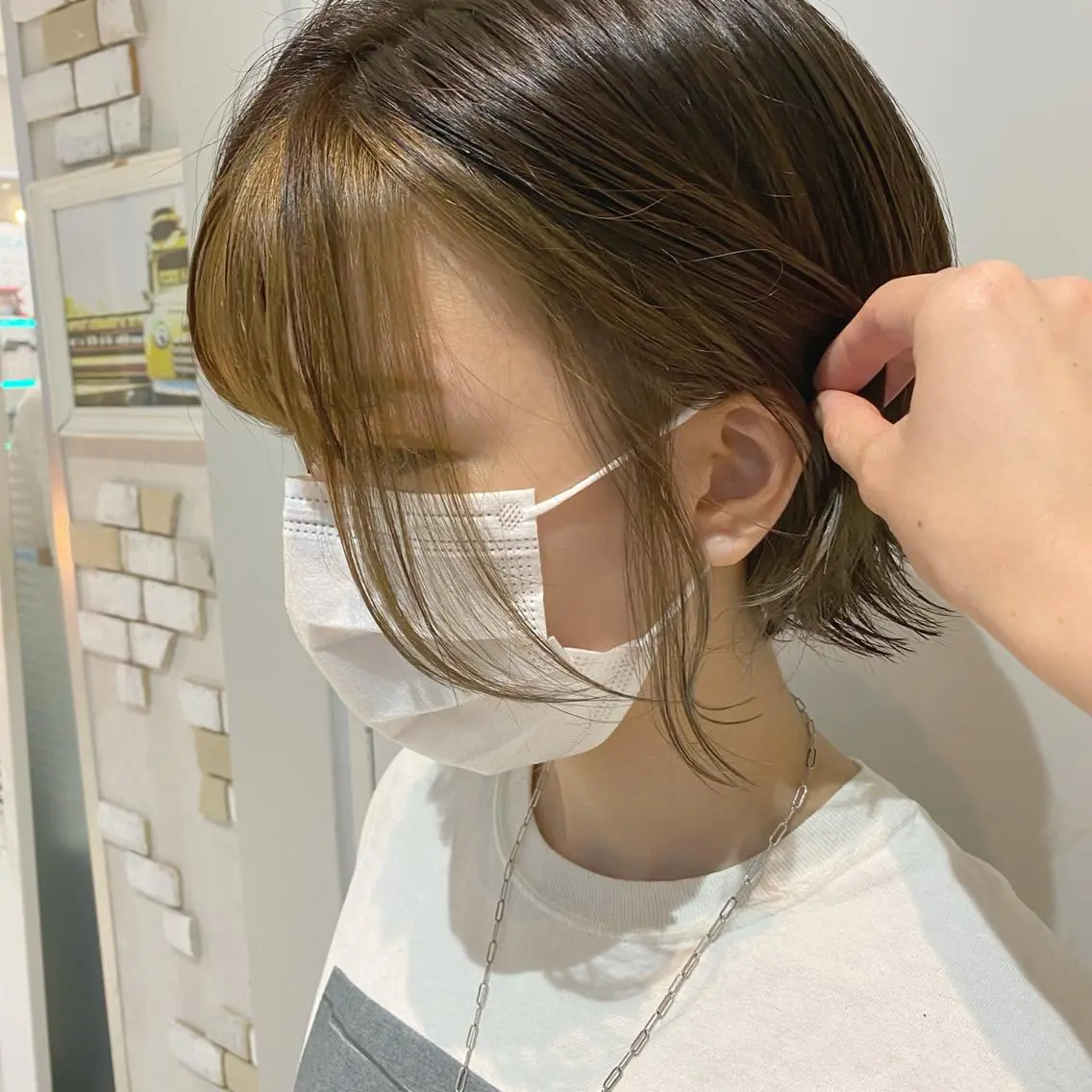 ショート カラー ミストバング フェイスフレーミング ボブ/salut町田 🧡kanaのヘアスタイル