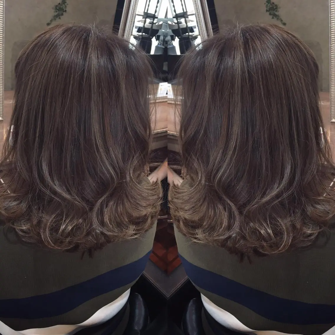 ミディアム カラー ハイライトカラー ハイライト 吉本 yoshimotoのヘアスタイル