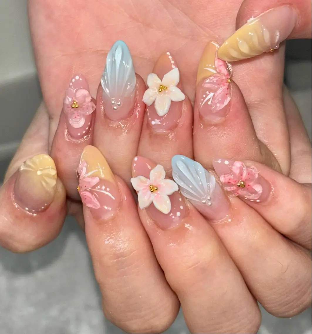 ネイル アートネイル 持ち込み 夏ネイル Natsumi 【protea】のネイルデザイン