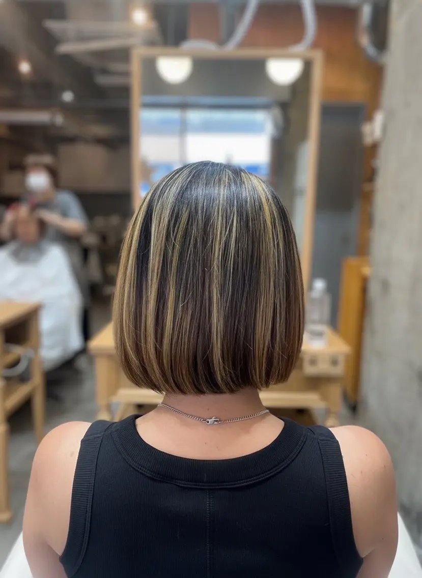 ショート ボブ ハイライト カット ヘアカラー 佐藤 未来のヘアスタイル