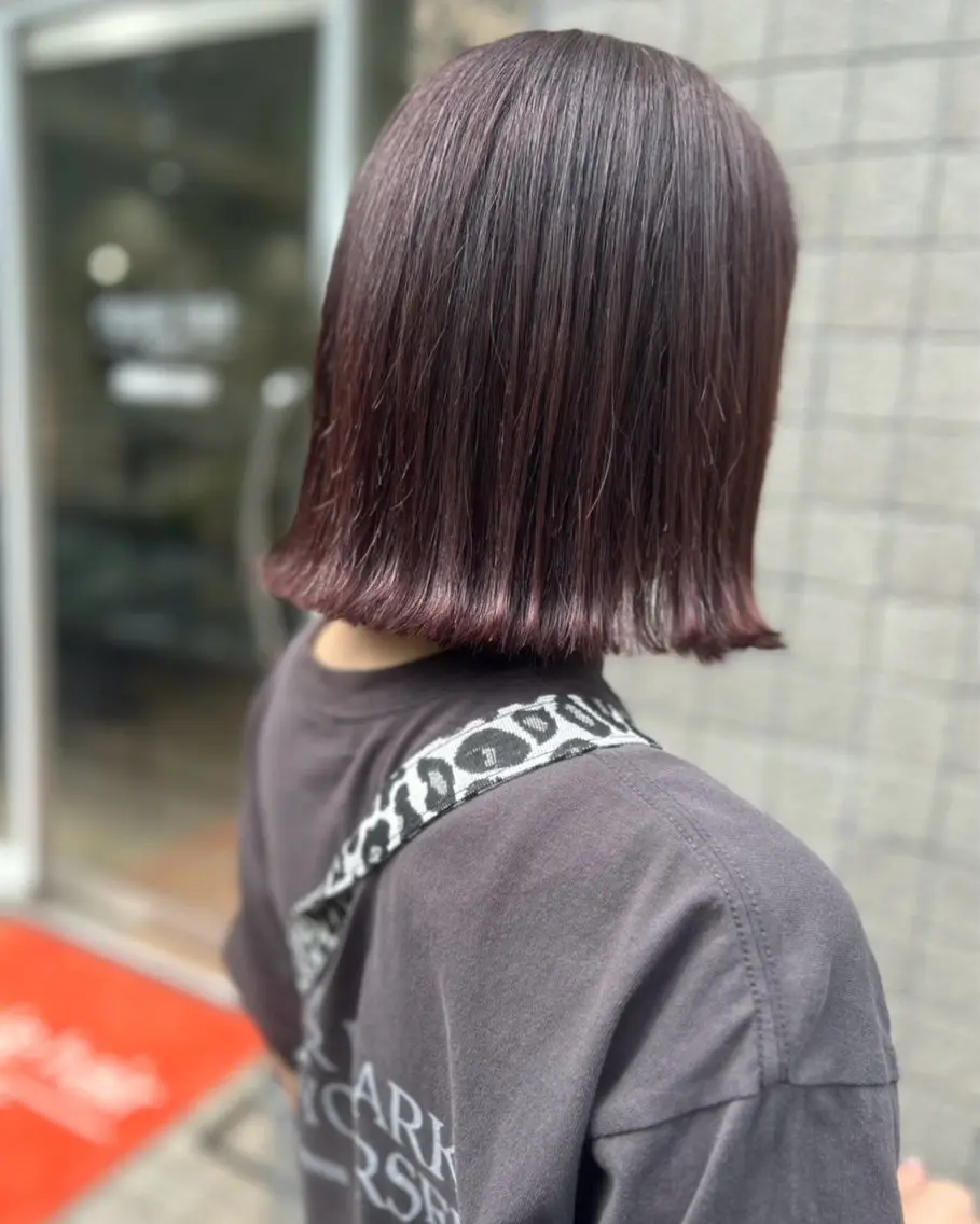 ショート カラー イルミナカラー オレンジ ピンクカラー パープルカラー ボブ 宇都 唯のヘアスタイル