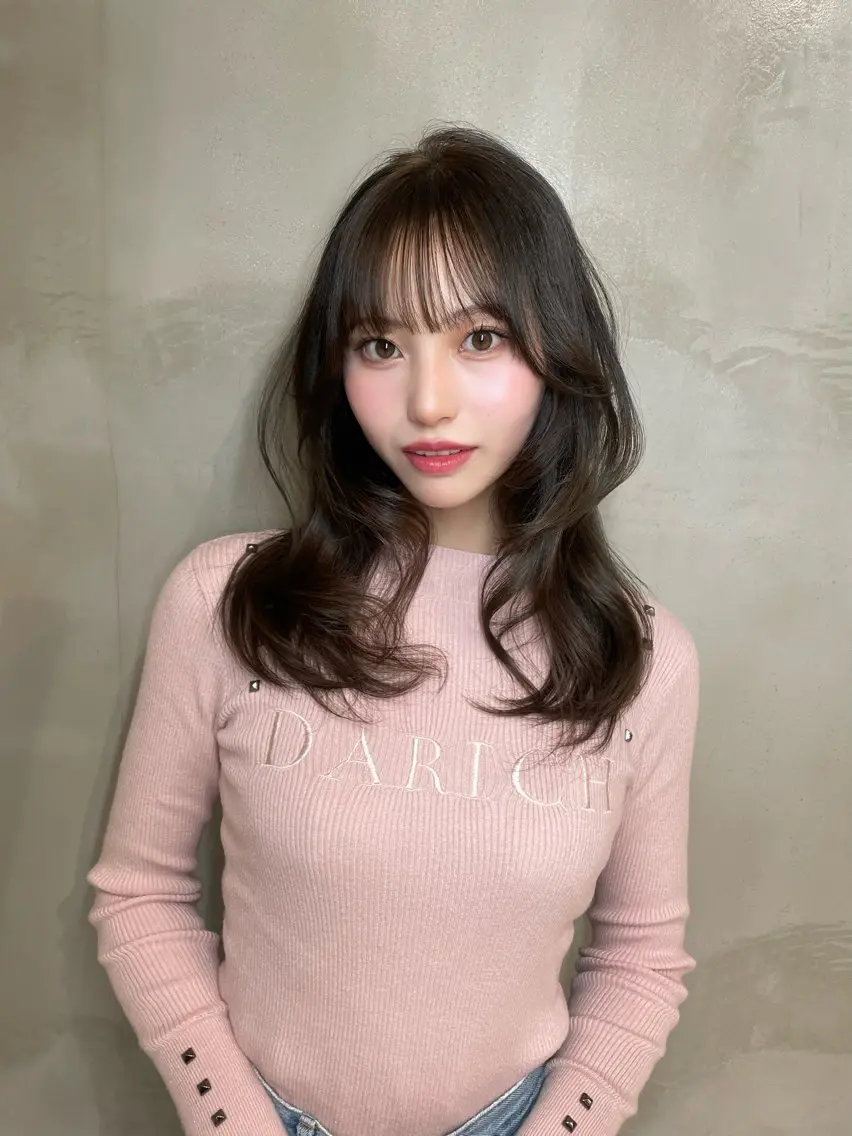 ミディアム カット ヘアカラー 韓国✖️網紅🖤 パーマYURIYAのヘアスタイル