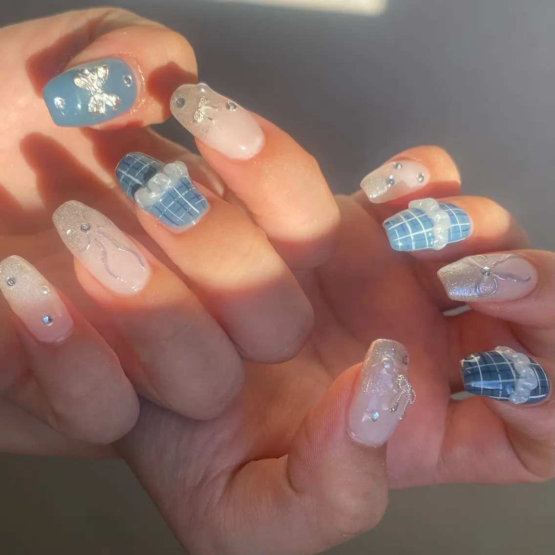 メンズ ネイル リボン ハンドネイル ✨akari✨千葉駅 自爪育成メンズネイルのネイルデザイン