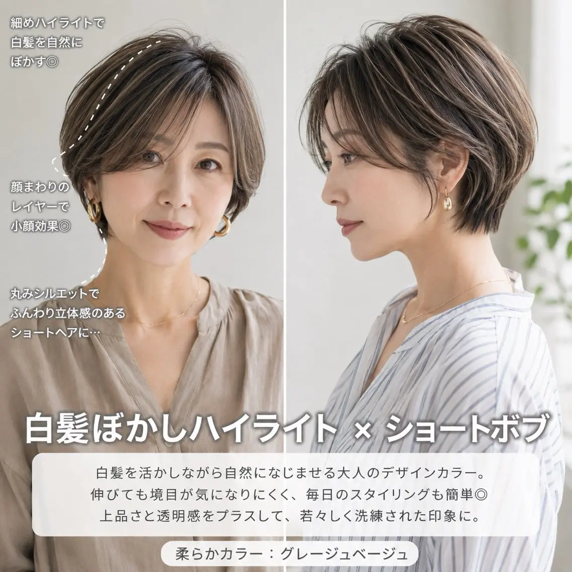 ショート カラー 白髪ぼかし×ショート 天王町×玉山直哉のヘアスタイル