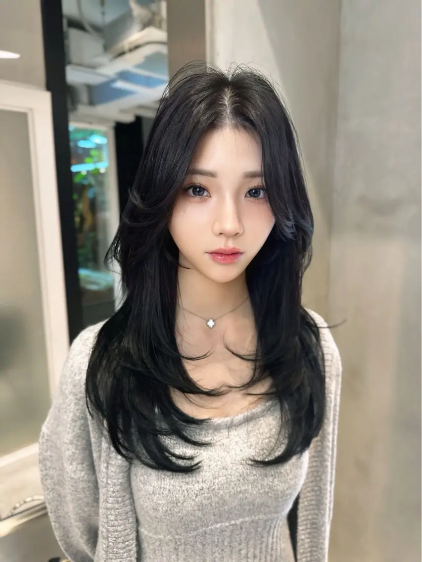 韓国レイヤーカットの写真