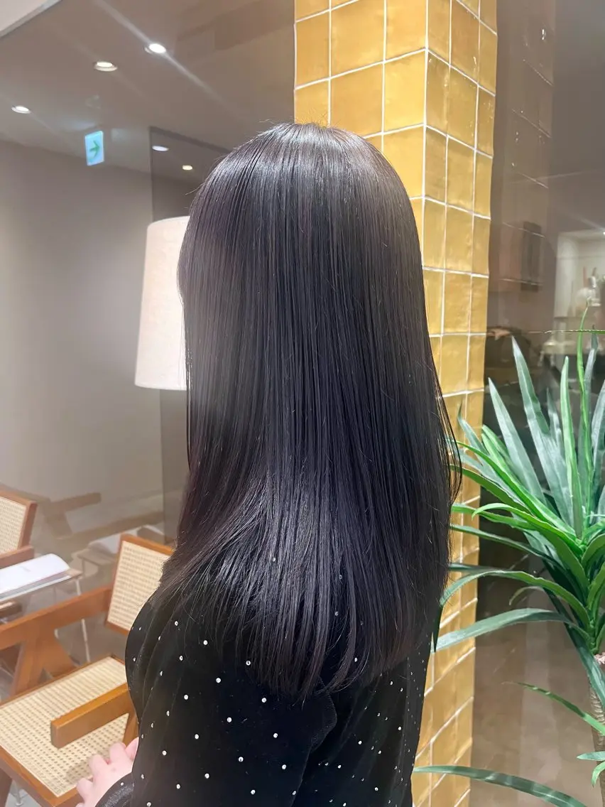 セミロング カラー ベージュカラー ブリーチ ディープラベンダー ダブルカラー ラベンダーカラー ヘアカラー トリートメント ﾚｲﾔｰ🩵透明感 ೀユイ🌙のヘアスタイル