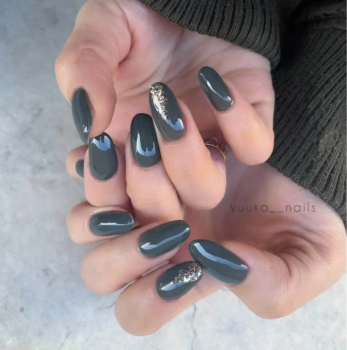 ネイル グリーン ハンドネイル yuu nailのネイルデザイン